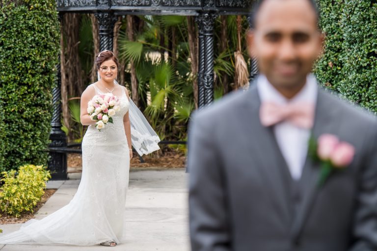 Bride and groom first look