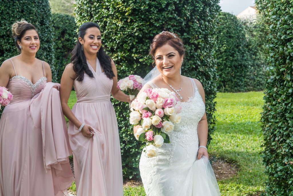 bride with her bridesmaids