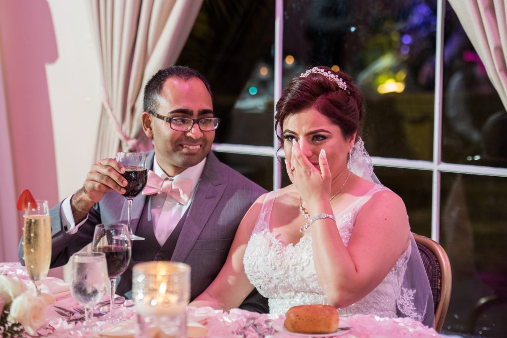 Bride crying during speeches