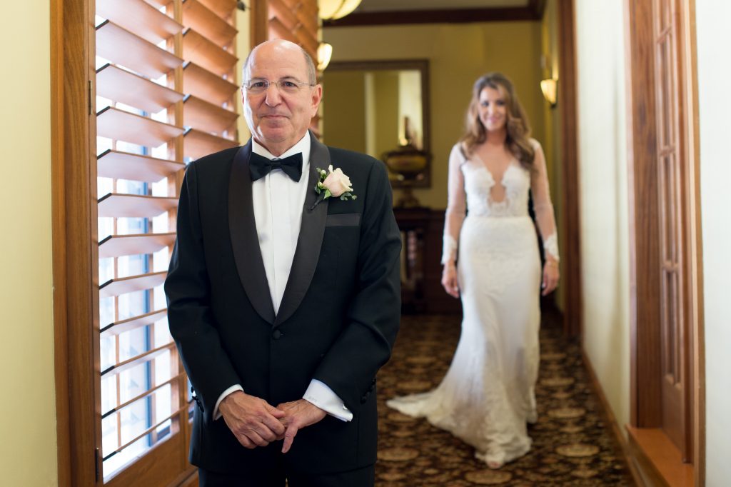 Bride first look with dad