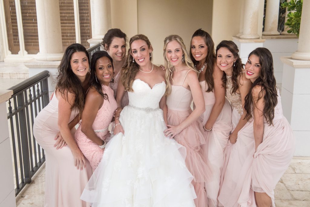 Bride with her bridesmaids