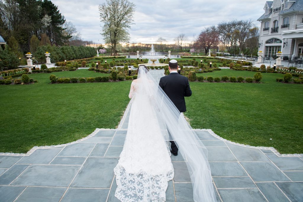 bride and groom walking