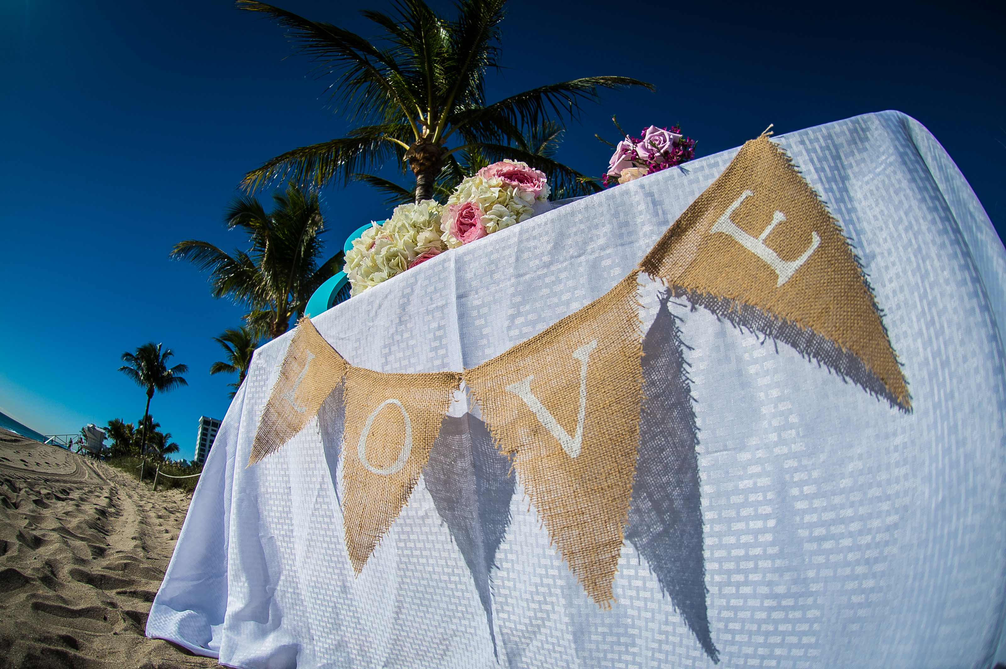 Love beach wedding decor banner