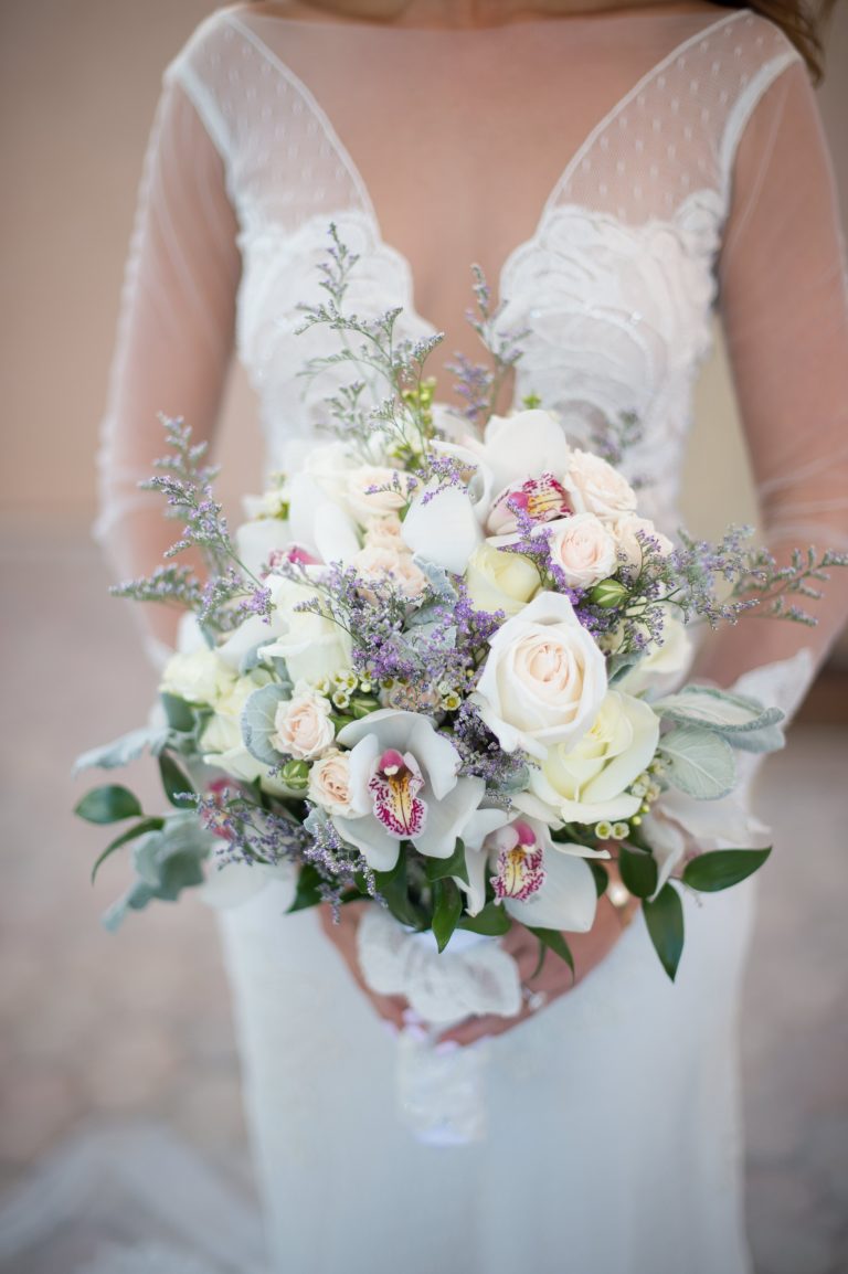 Bridal bouquet with bride